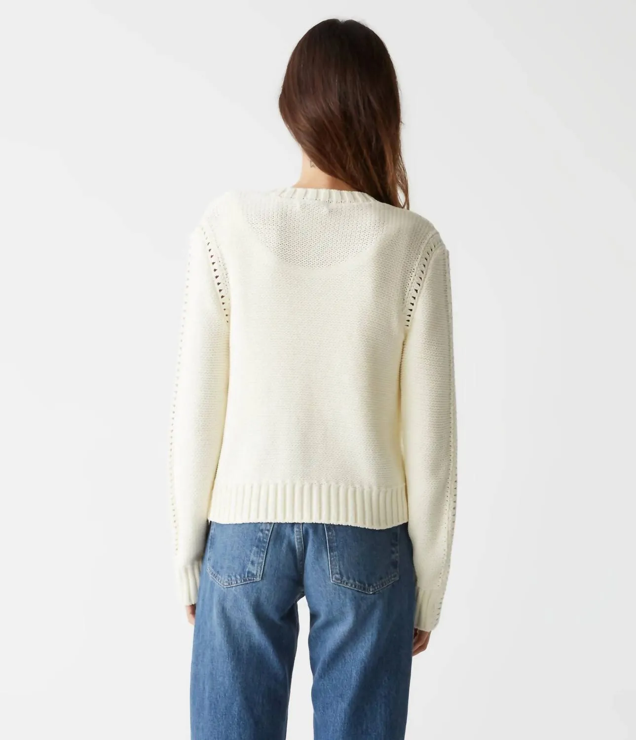 Adaline Crochet Cardigan Sweater In Chalk