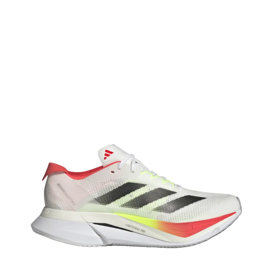 Adidas Women's Boston 12 Running Shoes in FTWR White/Core Black/Lucid Red SS25 Shoes_Adidas