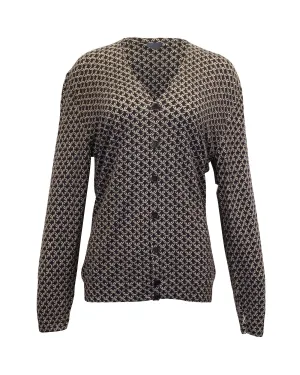 Alexander McQueen Chain Link Print Cardigan in Black Wool