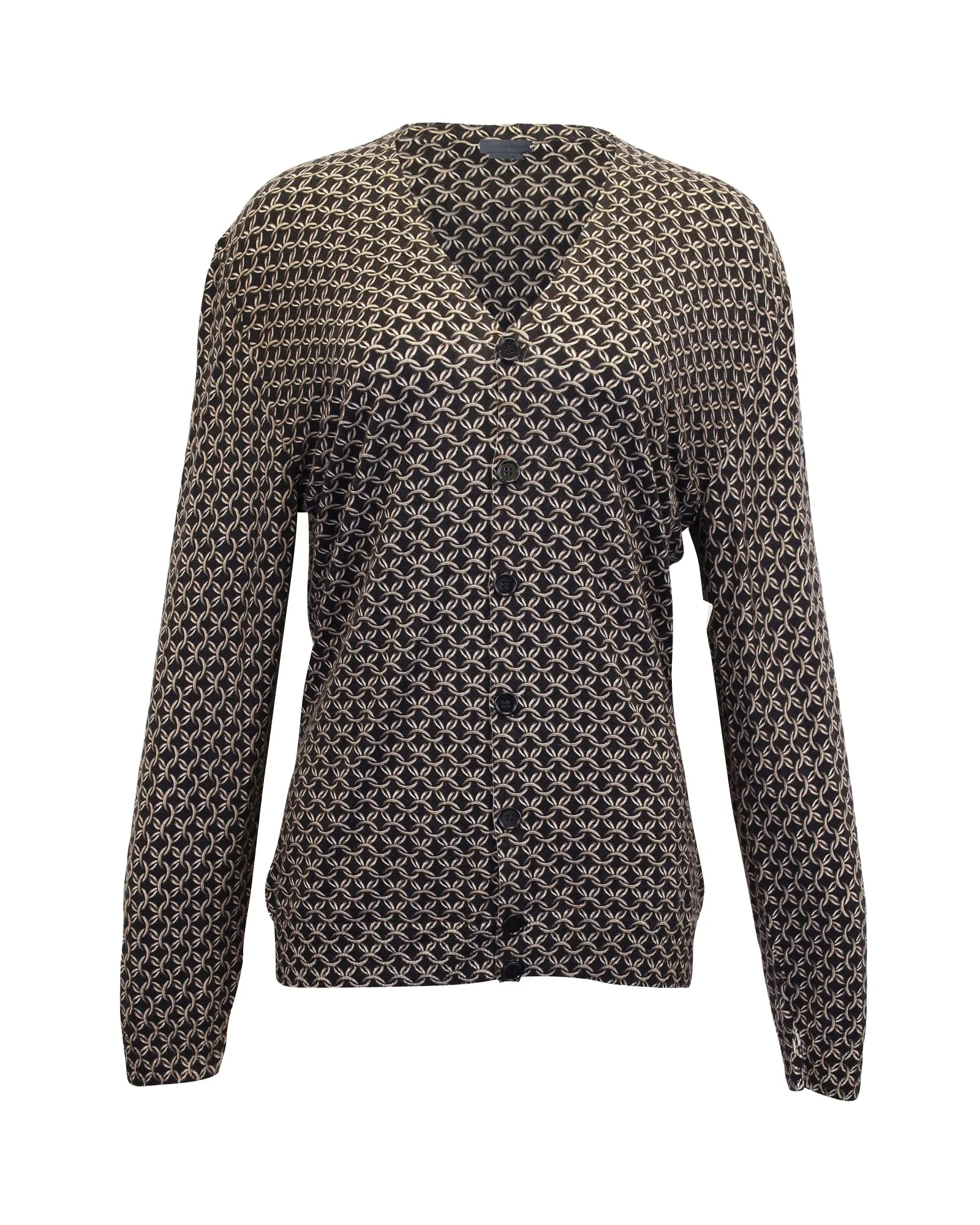 Alexander McQueen Chain Link Print Cardigan in Black Wool