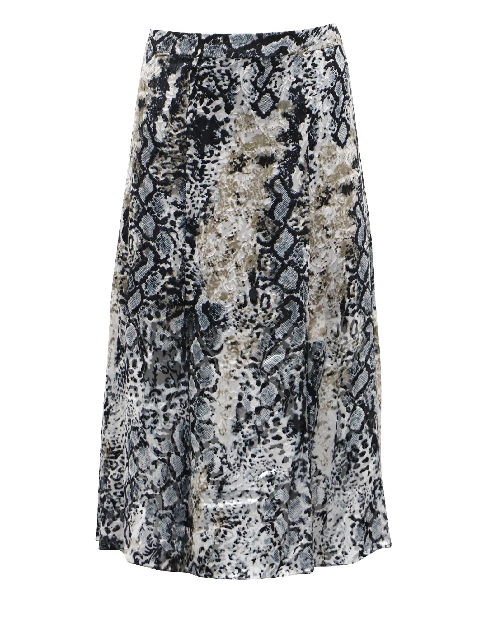 Alice   Olivia Athena Snake-Print Burnout Midi Skirt in Multicolor Viscose