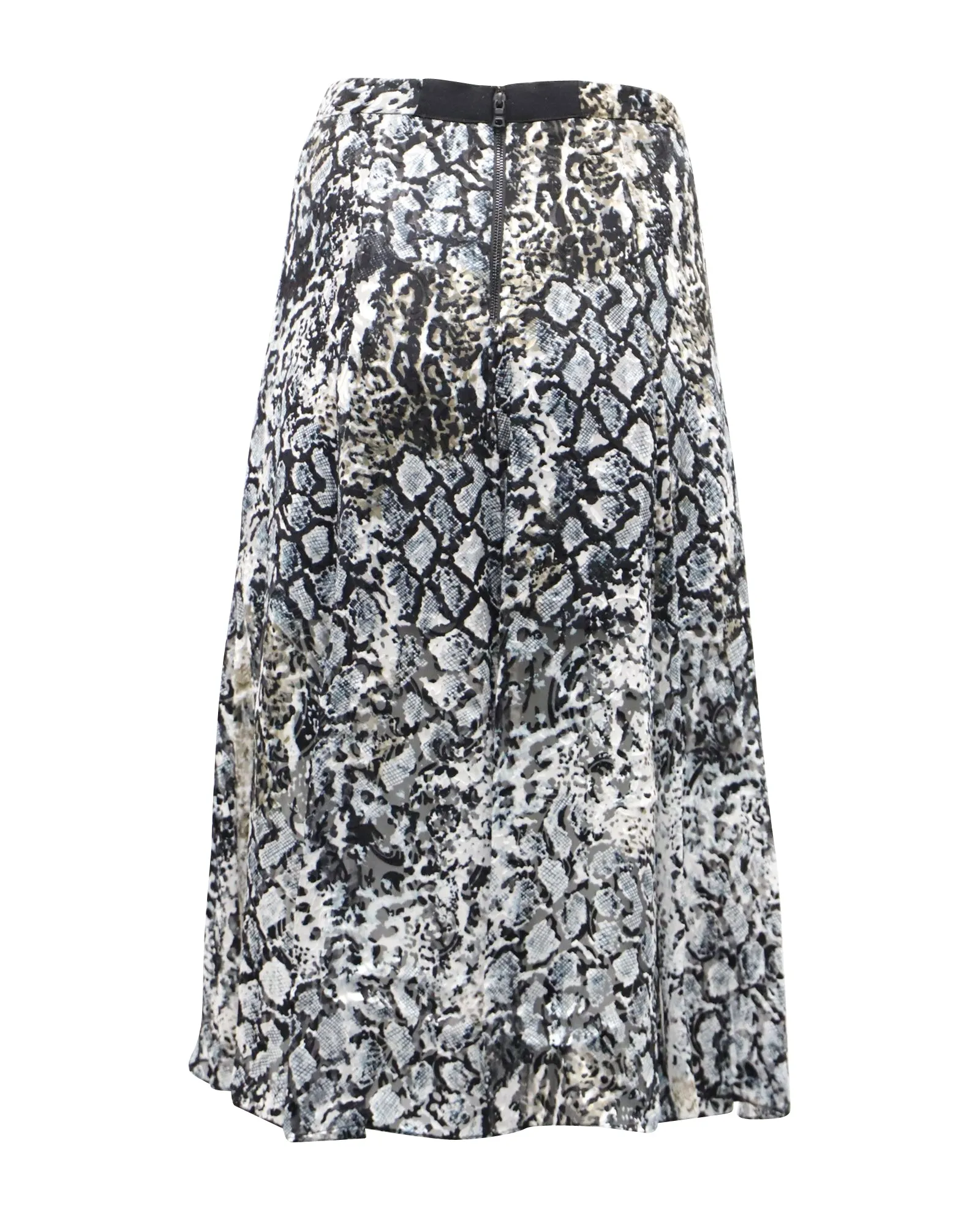 Alice   Olivia Athena Snake-Print Burnout Midi Skirt in Multicolor Viscose