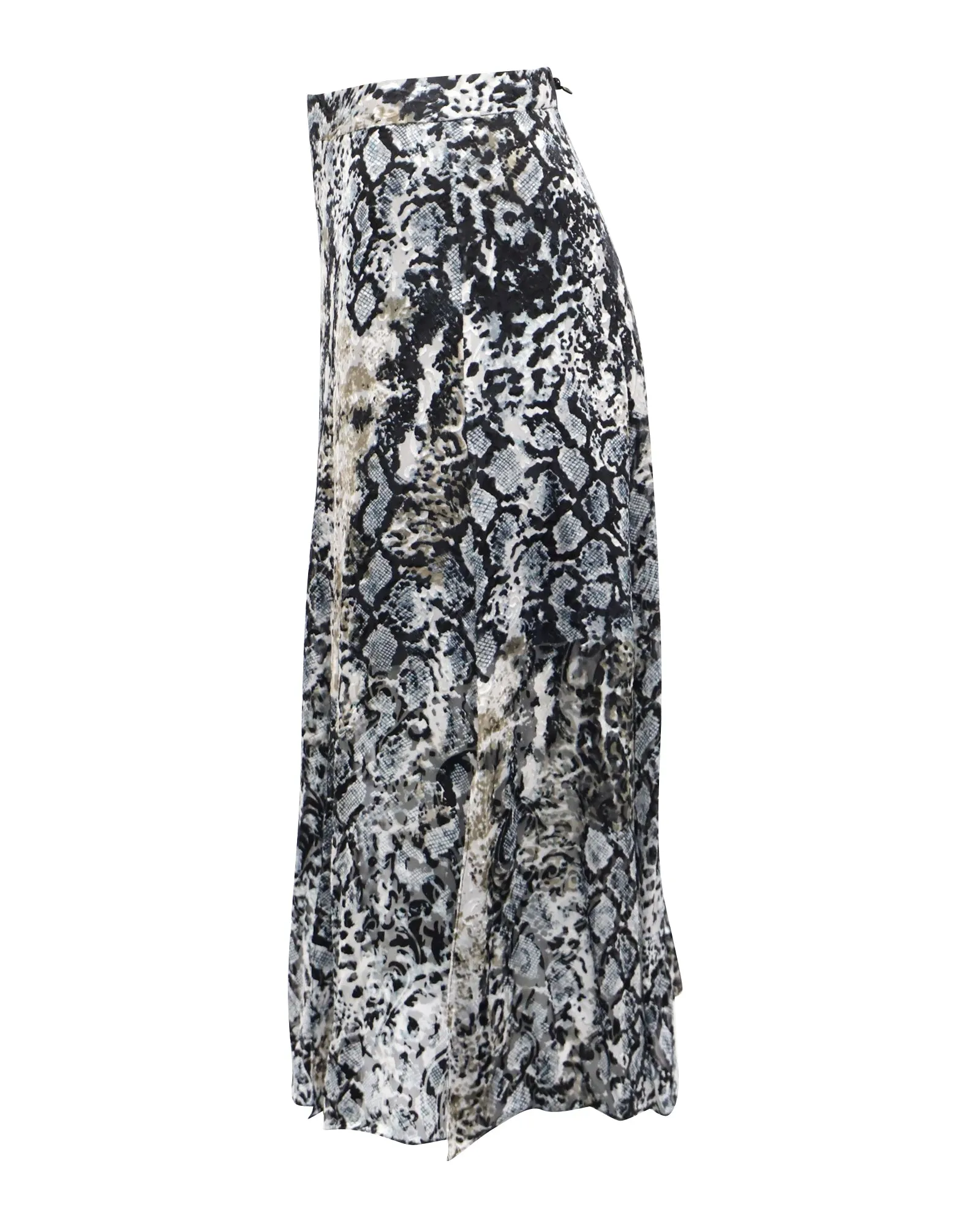 Alice   Olivia Athena Snake-Print Burnout Midi Skirt in Multicolor Viscose