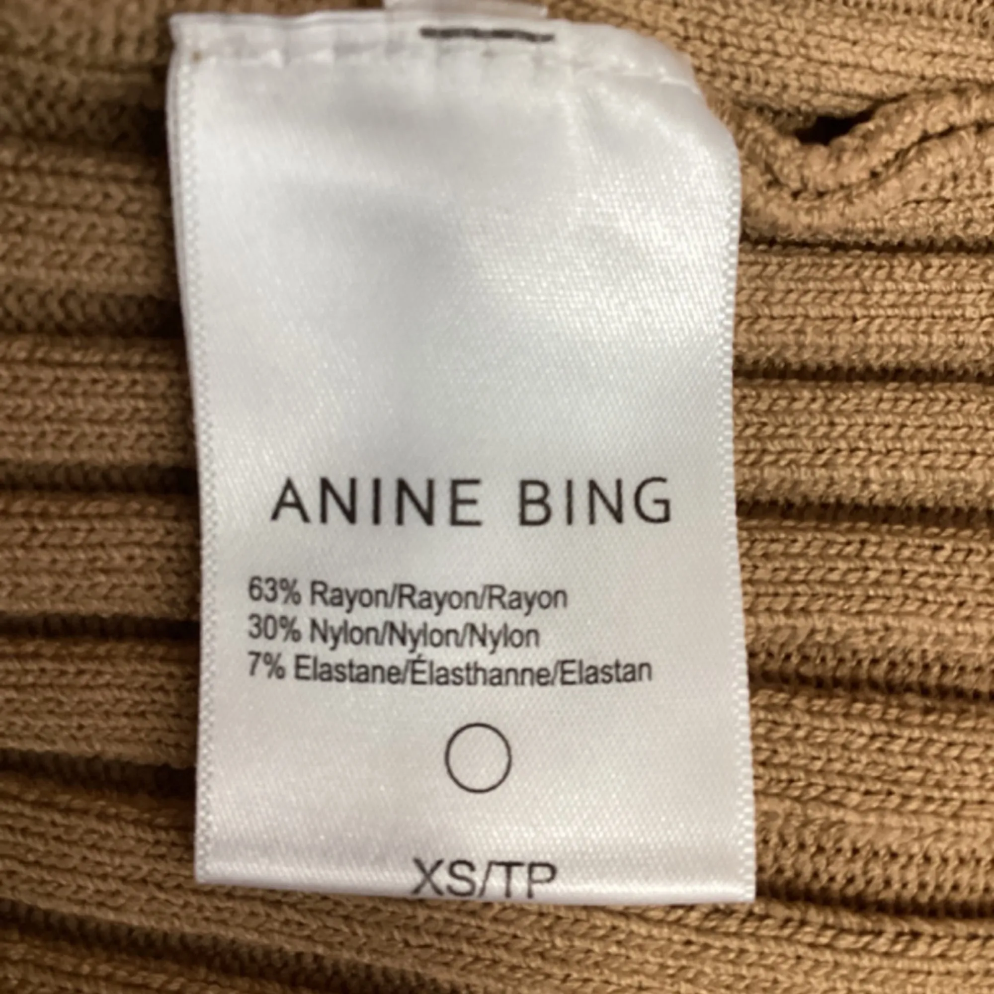 Anine Bing Joslyn Rib Knit Cardigan in Brown Rayon