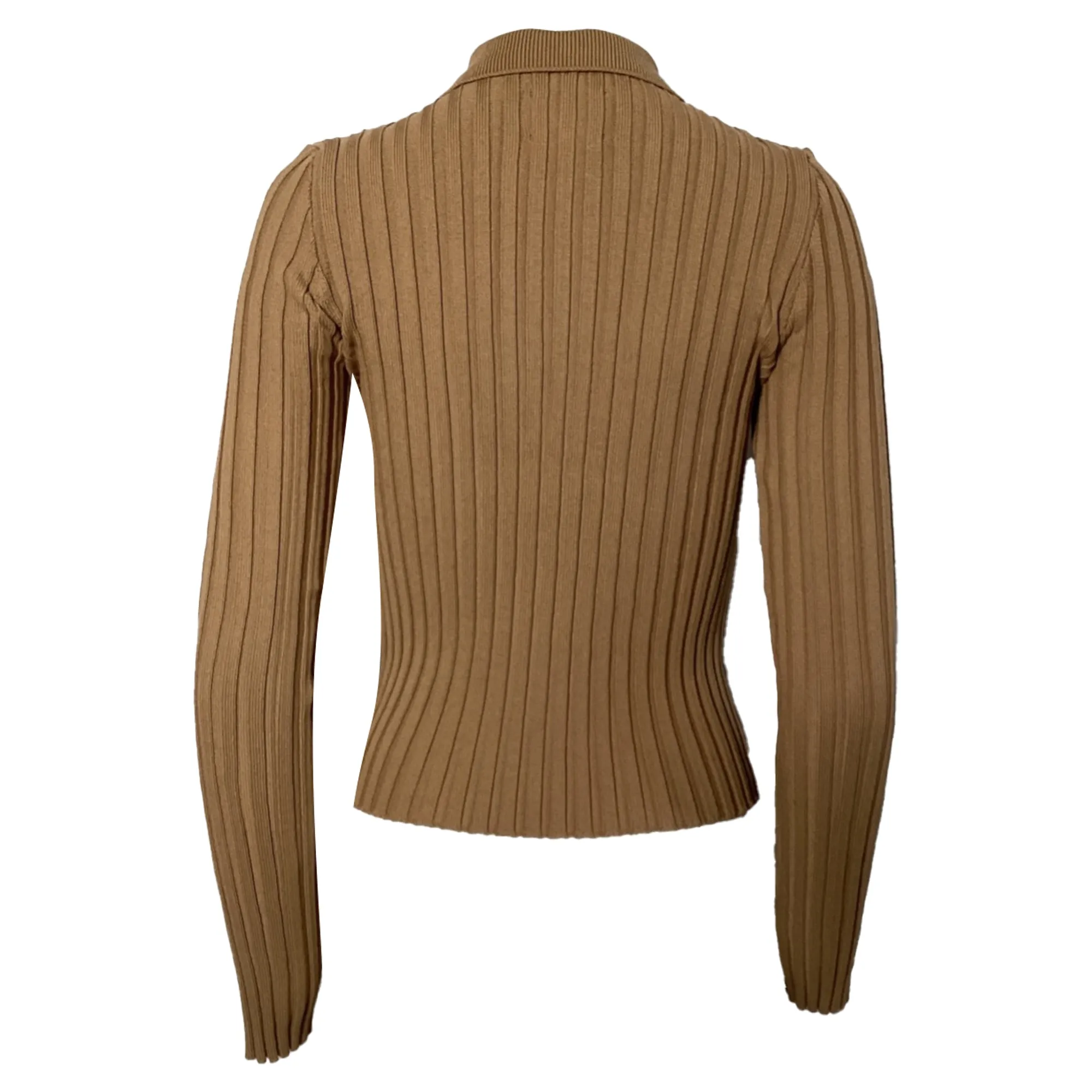 Anine Bing Joslyn Rib Knit Cardigan in Brown Rayon