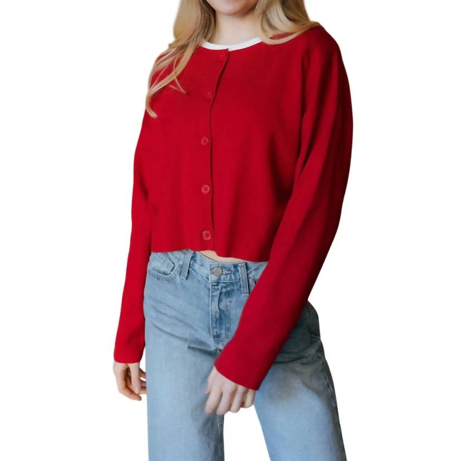 Basic Cardigan In Red