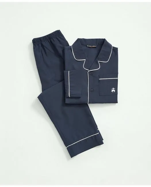 Brooks Brothers Kids Long Sleeve Button Up Pajama Set Navy Brooks Brothers