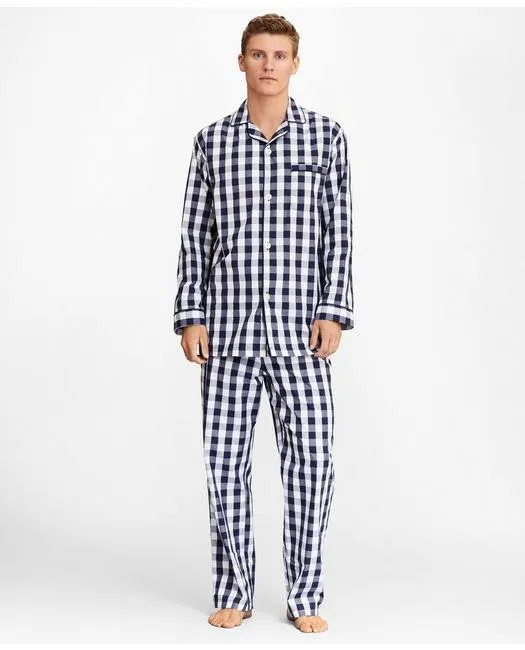 Brooks Brothers Men's Buffalo Check Pajamas Navy Brooks Brothers