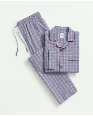 Brooks Brothers Men's Cotton Broadcloth Tartan Pajamas Light Blue Brooks Brothers