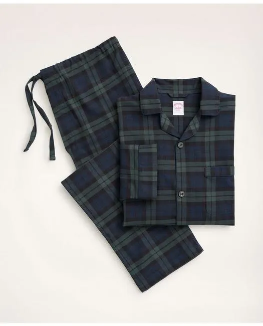 Brooks Brothers Men's Cotton Flannel Black Watch Pajamas Navy/Green Brooks Brothers