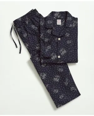 Brooks Brothers Men's Cotton Poplin Henry Print Pajamas Navy Brooks Brothers