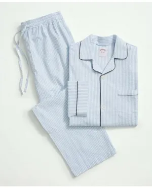 Brooks Brothers Men's Cotton Seersucker Pajamas Chambray Blue Brooks Brothers