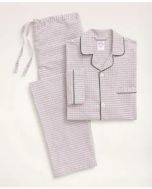 Brooks Brothers Men's Oxford Cotton Tattersall Pajamas Red Brooks Brothers