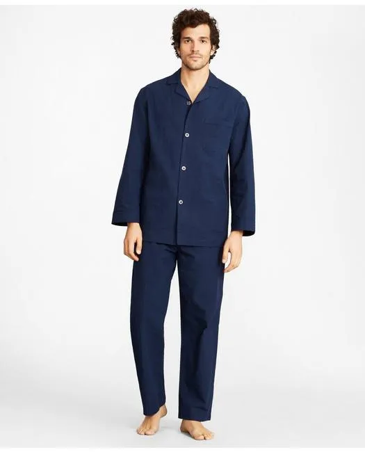 Brooks Brothers Men's Seersucker Tonal Stripe Pajamas Navy Brooks Brothers