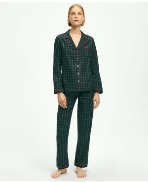 Brooks Brothers Women's Cotton Flannel Black Watch Pajama Set Navy/Green Brooks Brothers