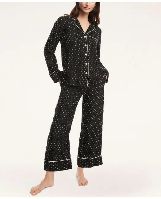 Brooks Brothers Women's Soft Clip Dot Pajama Set Black Brooks Brothers