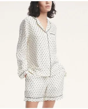 Brooks Brothers Women's Soft Clip Dot Short Pajama Set Ivory Brooks Brothers