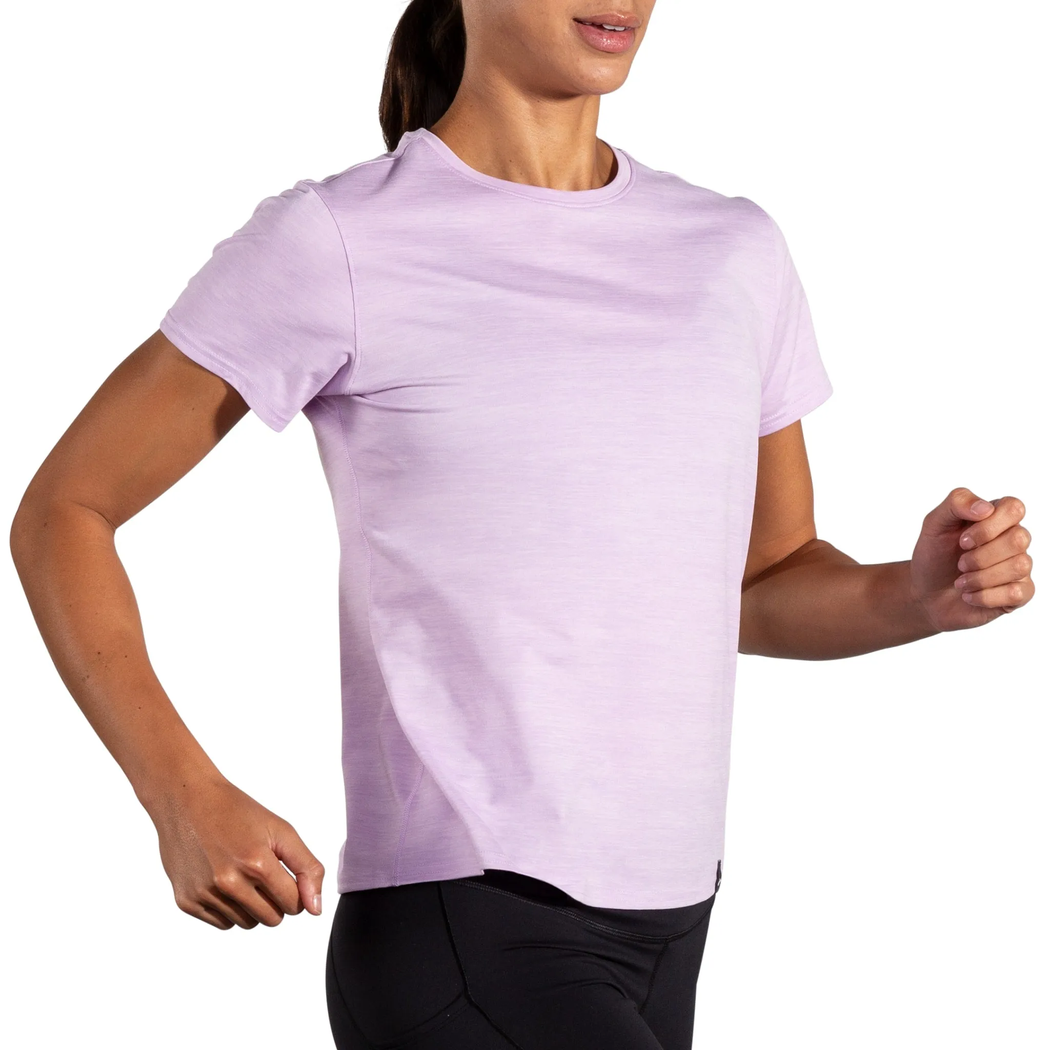 Brooks Luxe Short Sleeve - Htr Lt Orchid - WOMEN (221659) Brooks
