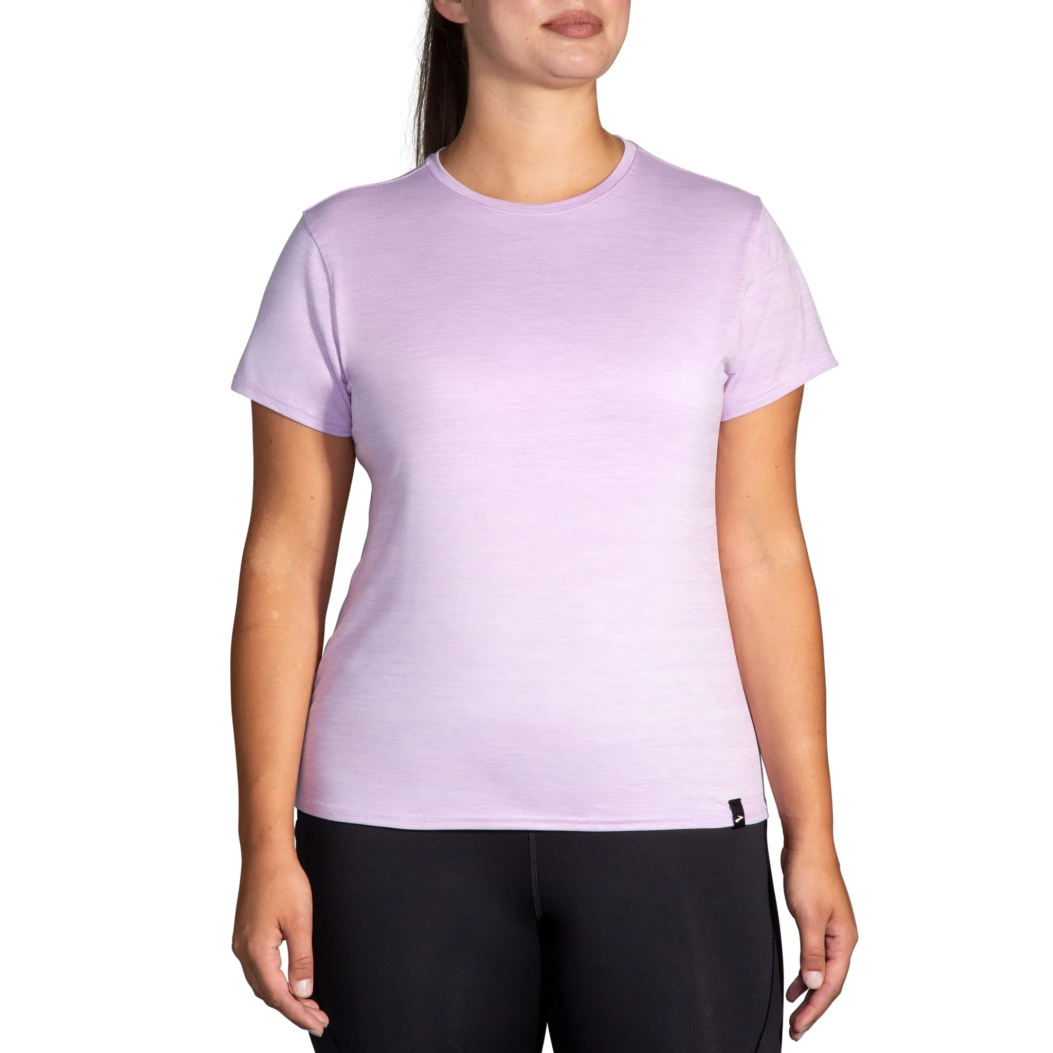 Brooks Luxe Short Sleeve - Htr Lt Orchid - WOMEN (221659) Brooks