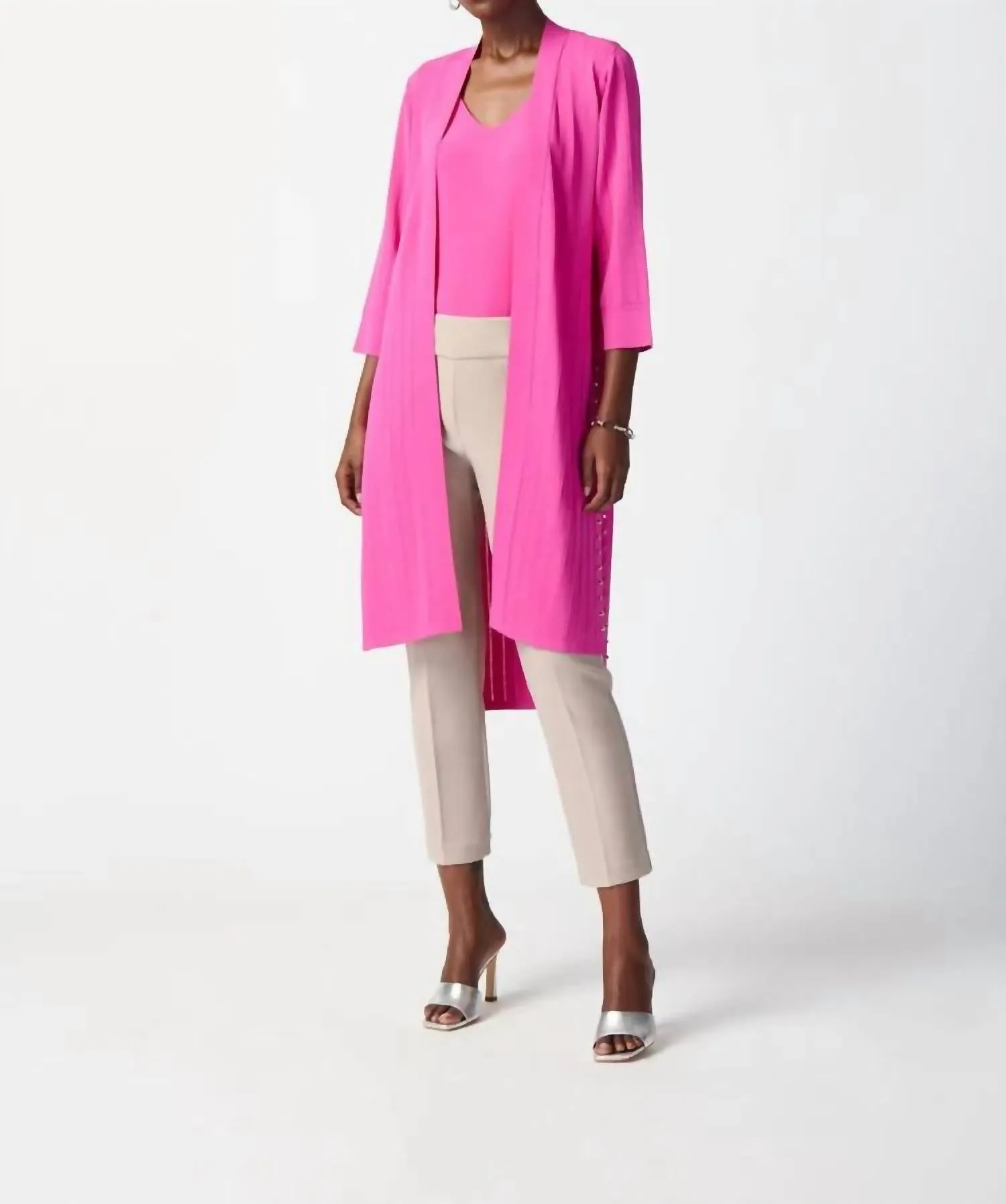 Cardigan With Gromets In Ultra Pink