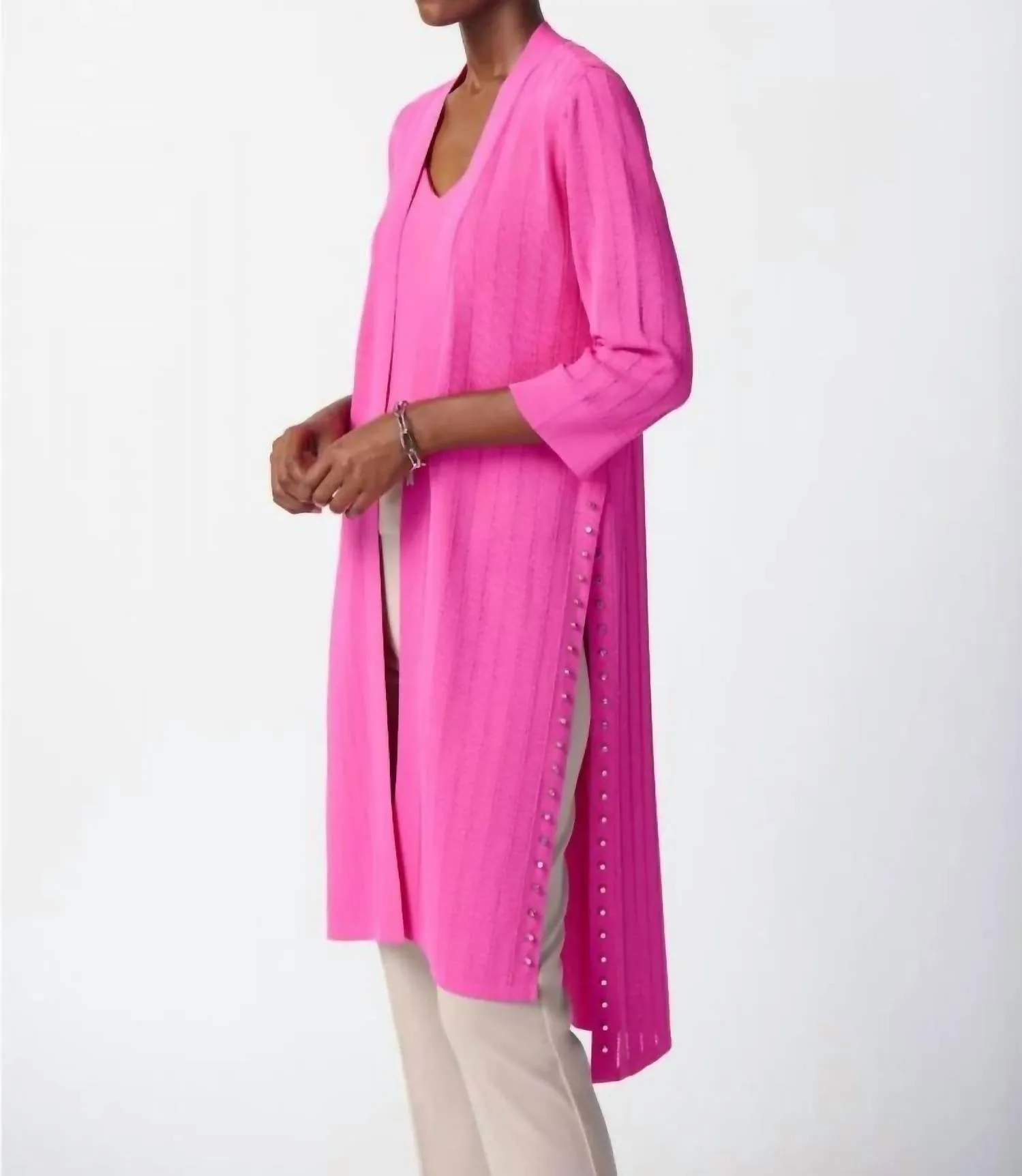 Cardigan With Gromets In Ultra Pink