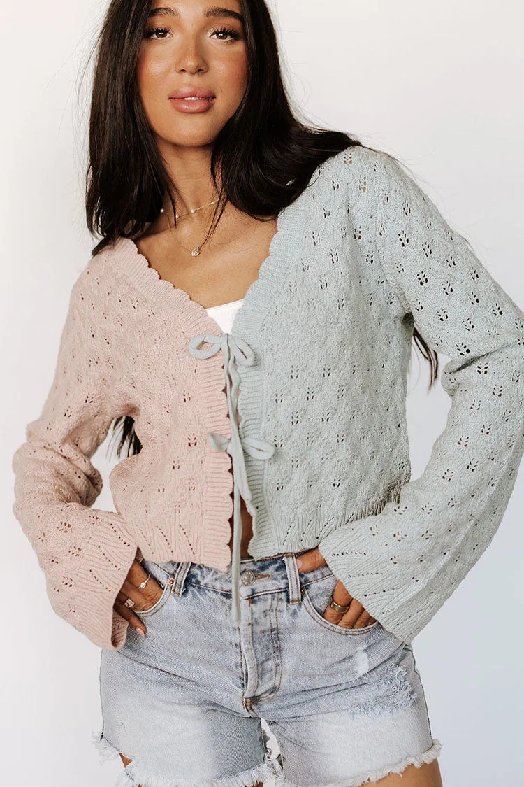 Demi Cardigan - Blush/Seafoam