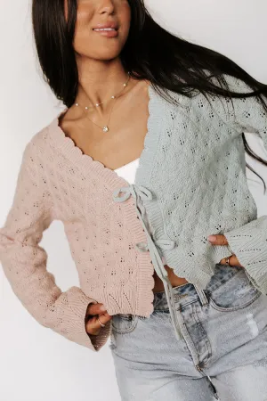 Demi Cardigan - Blush/Seafoam