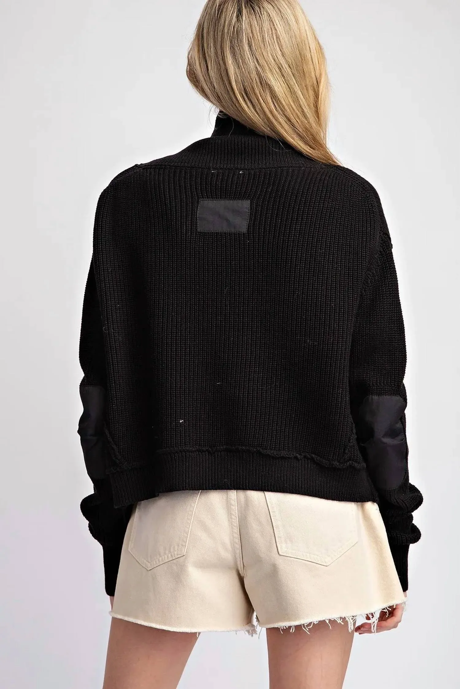 Elbow Patch Cardigan In Black