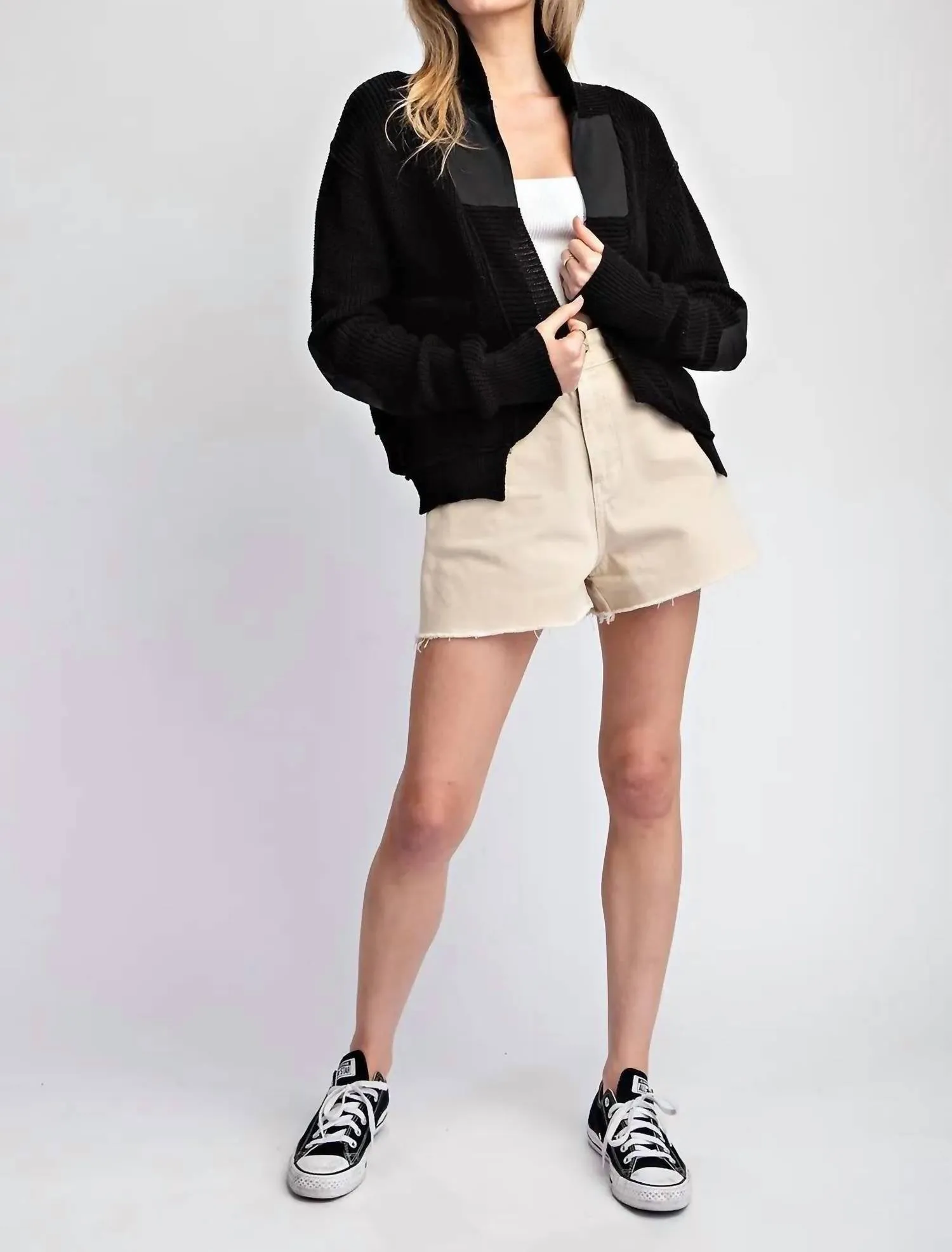 Elbow Patch Cardigan In Black