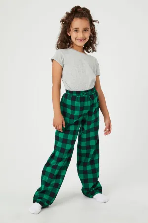 Forever 21 Girls Plaid Flannel Pajama Bottoms (Kids) Black/Green Forever 21