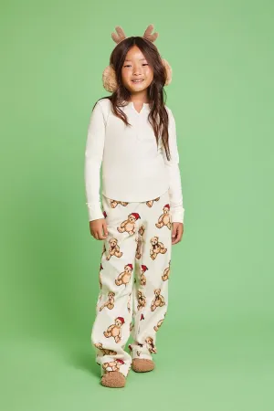 Forever 21 Girls Teddy Bear Flannel Pajama Bottoms (Kids) White/Multi Forever 21