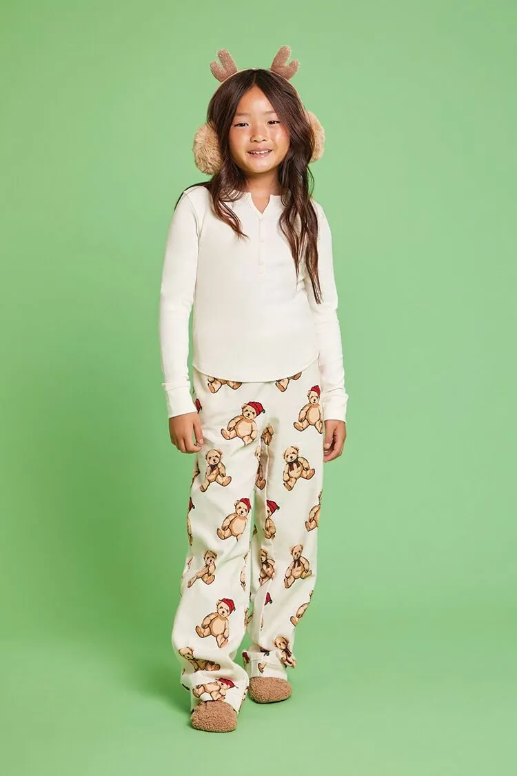 Forever 21 Girls Teddy Bear Flannel Pajama Bottoms (Kids) White/Multi Forever 21