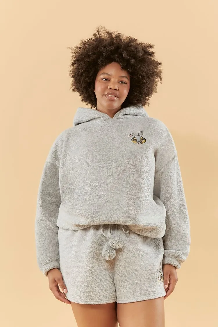 Forever 21 Plus Women's Disney Thumper Pajama Hoodie Sweatshirt Grey/Multi Forever 21