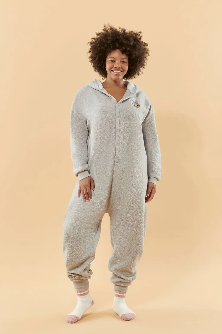 Forever 21 Plus Women's Disney Thumper Pajama Jumpsuit Grey/Multi Forever 21