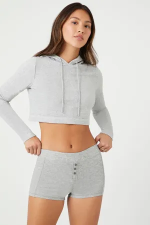 Forever 21 Women's Button-Front Pajama Shorts Heather Grey Forever 21