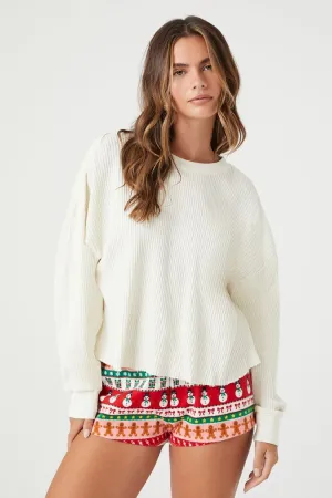 Forever 21 Women's Christmas Fair Isle Pajama Shorts Jelly Bean/Multi Forever 21