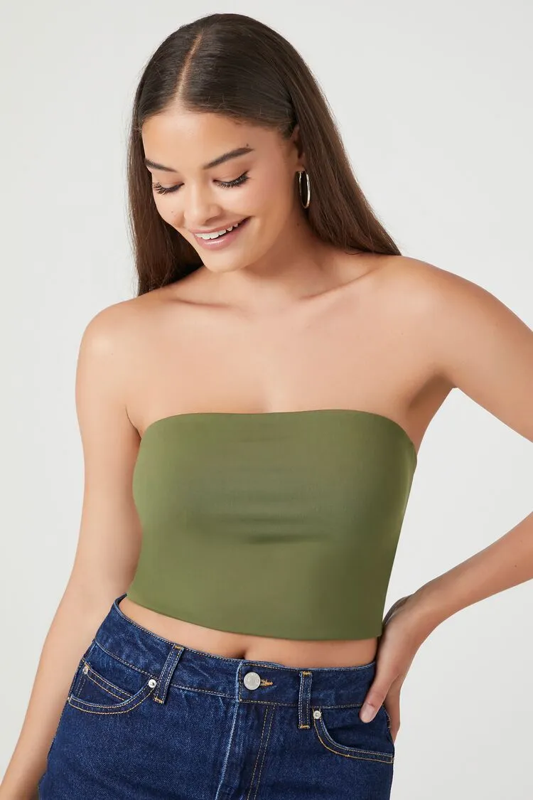 Forever 21 Women's Contour Cropped Tube Top Cypress Forever 21