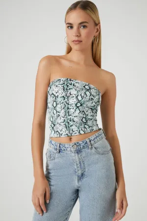 Forever 21 Women's Contour Snake Print Tube Top Stone Blue/Multi Forever 21