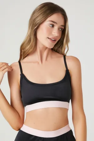 Forever 21 Women's Cropped Contrast-Trim Pajama Cami Black/Pink Forever 21