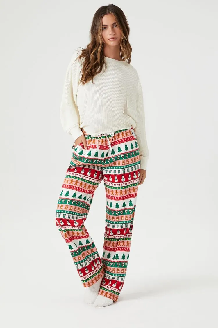 Forever 21 Women's Fair Isle Flannel Pajama Pants Jelly Bean/Multi Forever 21