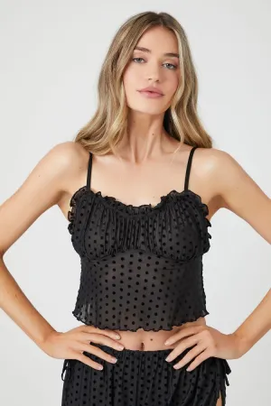 Forever 21 Women's Polka Dot Pajama Cropped Cami Black Forever 21
