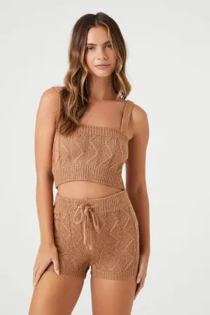 Forever 21 Women's Sweater-Knit Drawstring Pajama Shorts Chestnut Forever 21