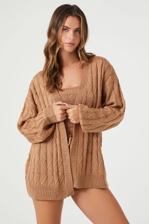 Forever 21 Women's Sweater-Knit Pajama Robe Chestnut Forever 21