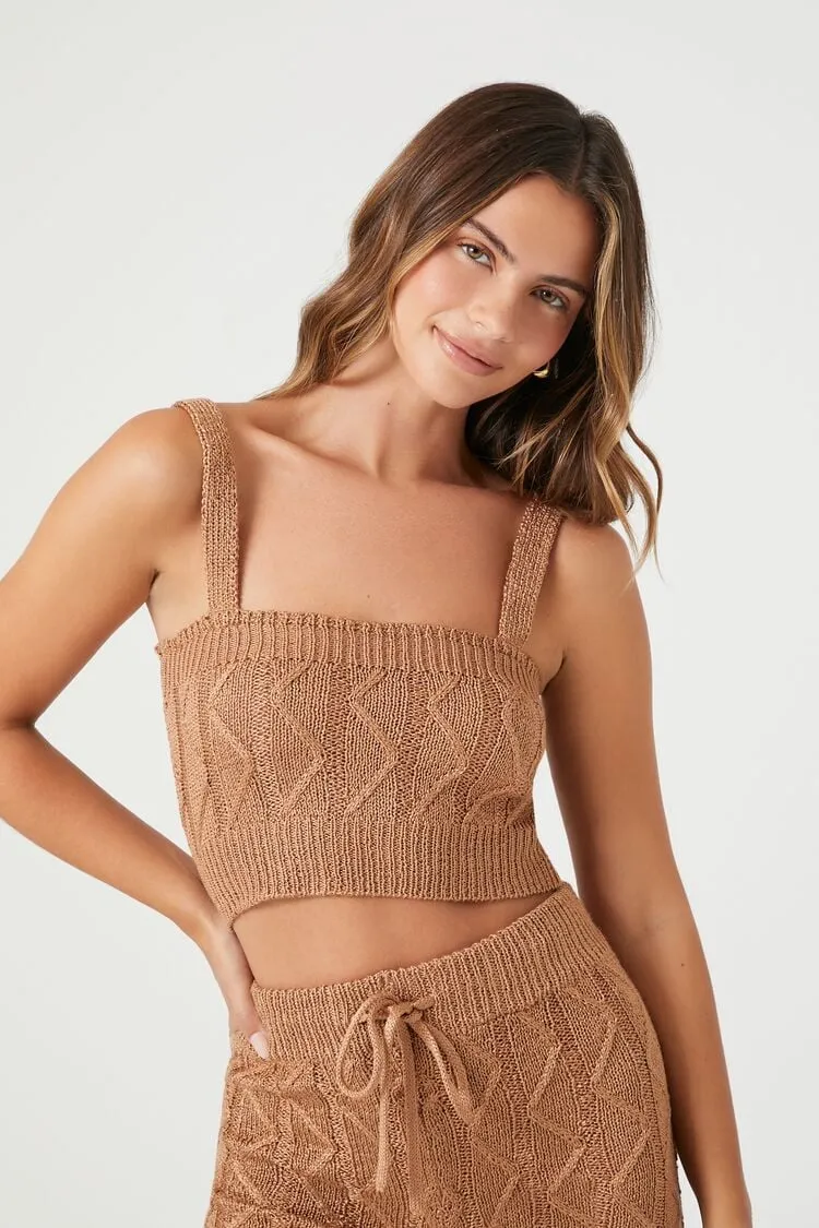 Forever 21 Women's Sweater-Knit Pajama Tank Top Chestnut Forever 21