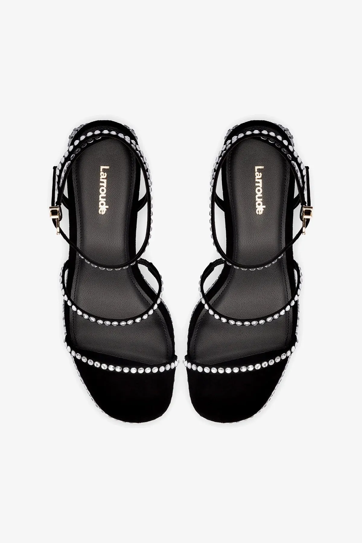Gio Crystal Sandal In Black Suede