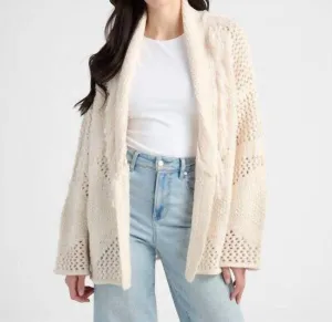 Isla Shawl Neck Cardigan In Cream
