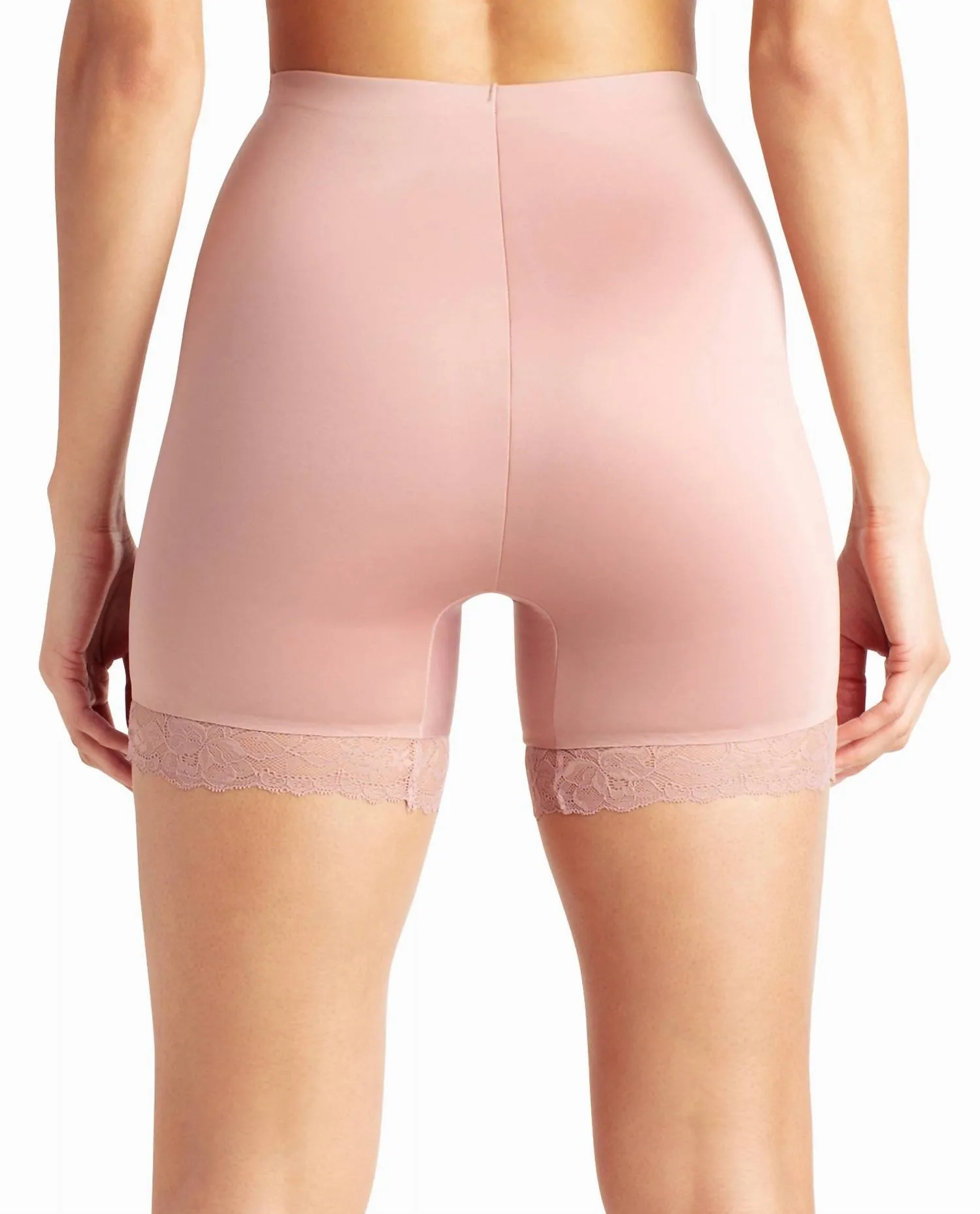 Lace Trim Scuba Longleg Shapers 2 Pack In Black And Mineral Blush