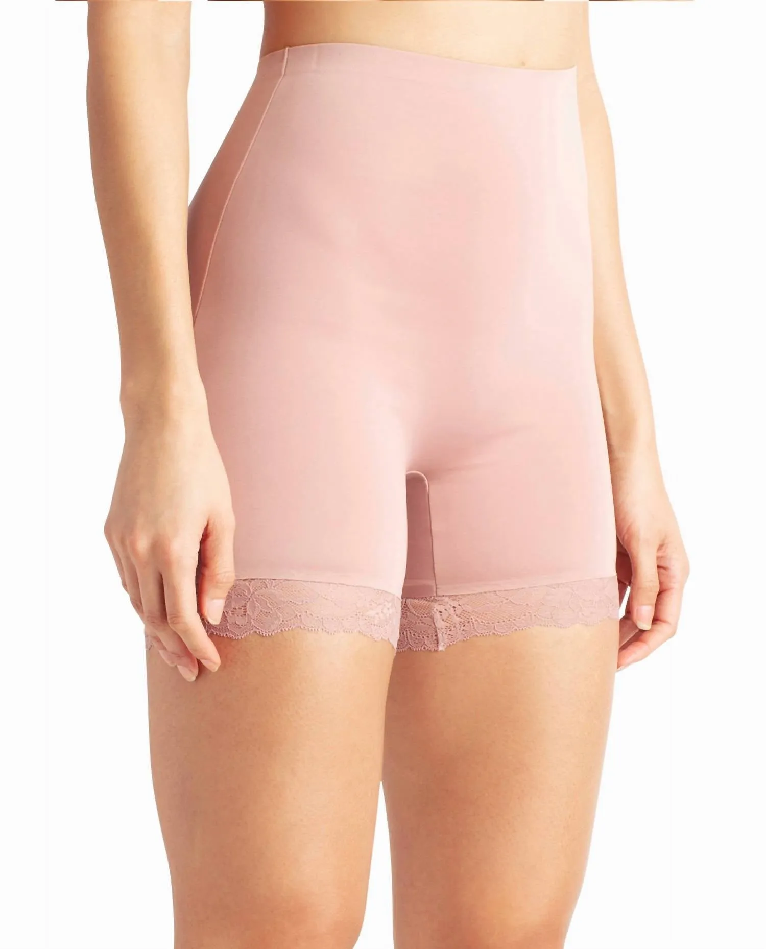 Lace Trim Scuba Longleg Shapers 2 Pack In Black And Mineral Blush