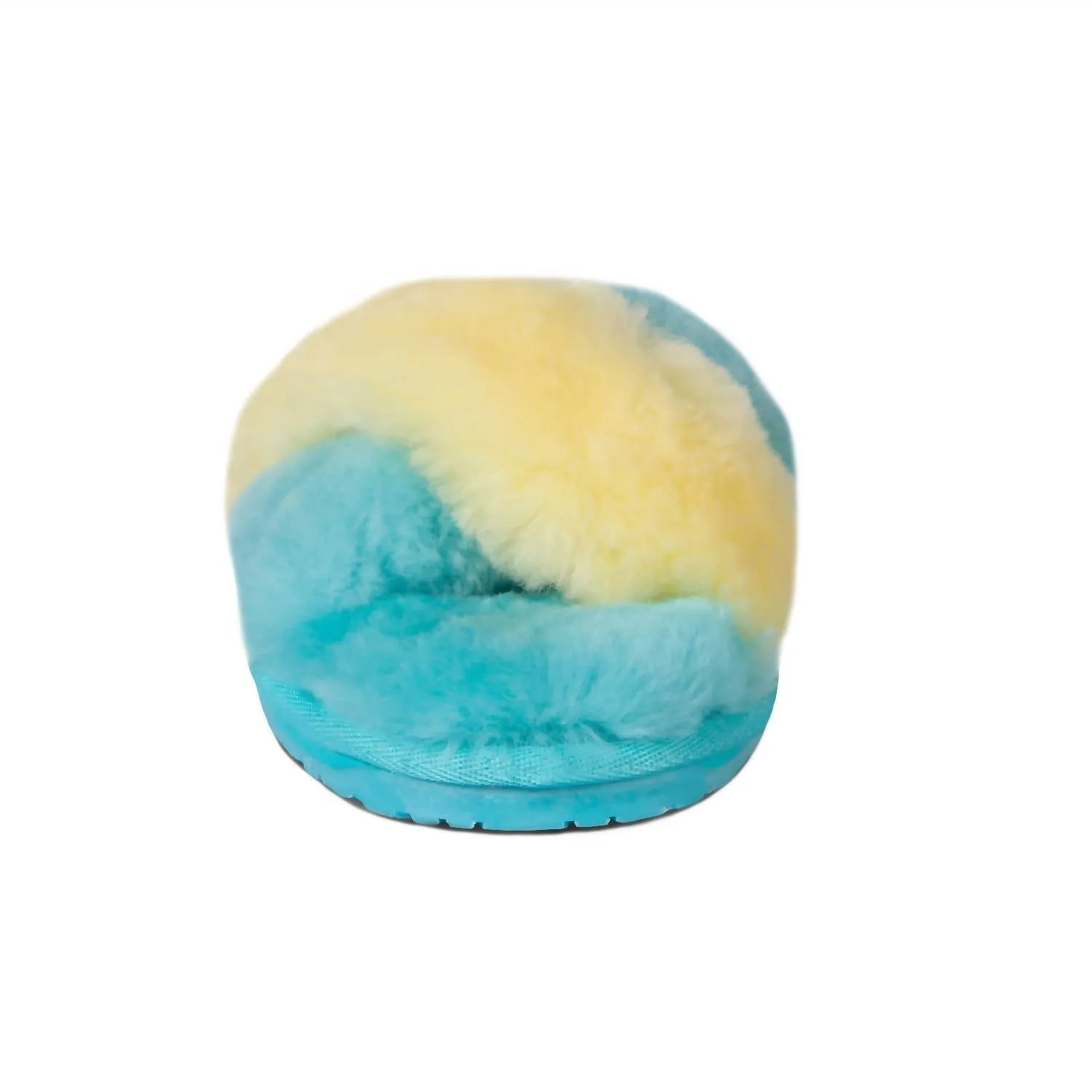 Ladies Duo-Tone Emma Sheepskin Slipper In Blue/yellow