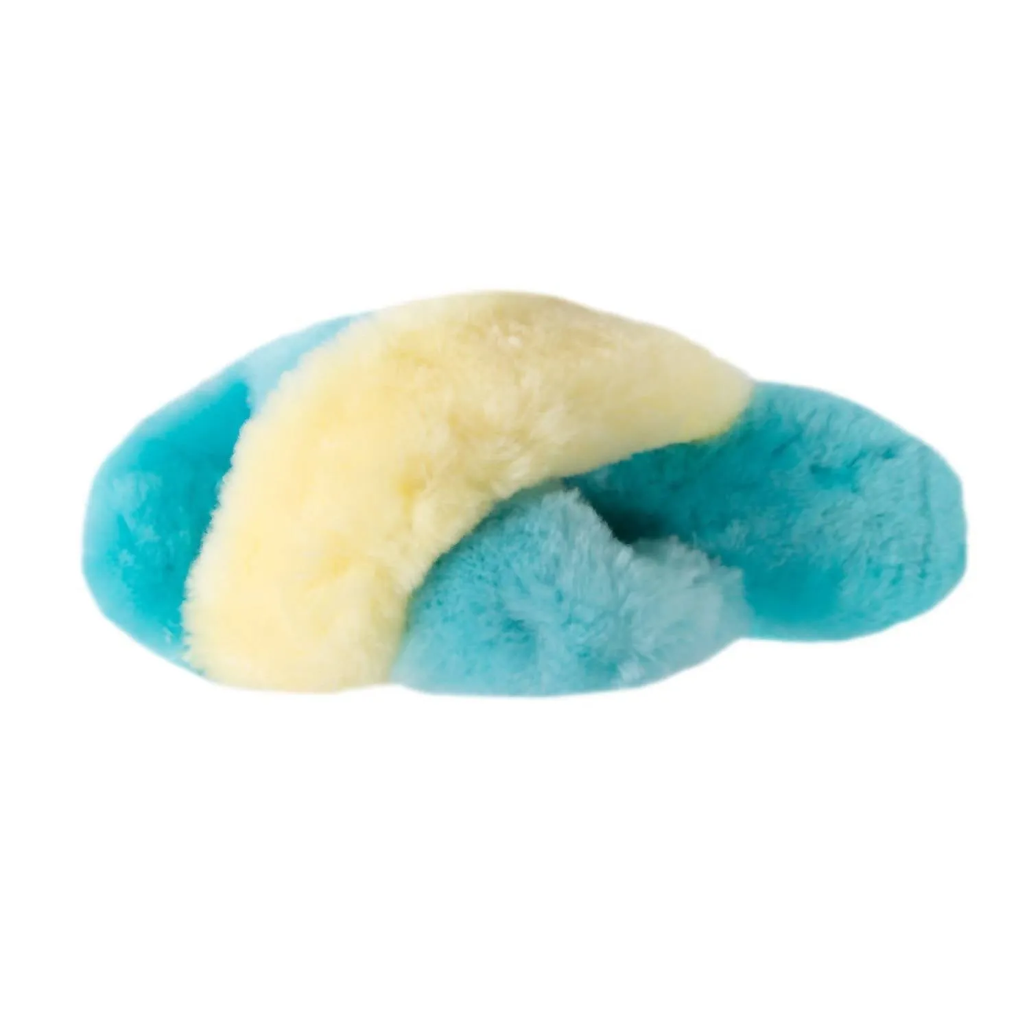 Ladies Duo-Tone Emma Sheepskin Slipper In Blue/yellow